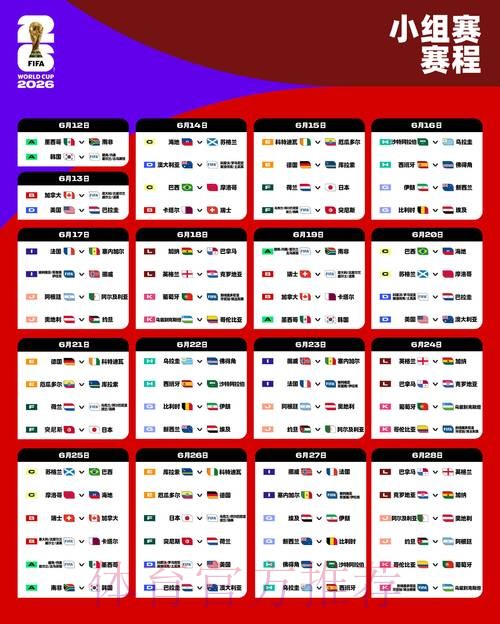 2026世界杯比赛日程安排